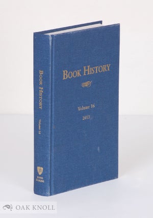 Order Nr. 138371 BOOK HISTORY, VOLUME 16. Ezra Greenspan, Jonathan Rose