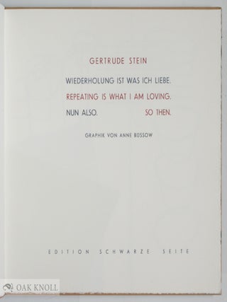 WIEDERHOLUNG IST WAS ICH LIEBE, NUN ALSO / REPEATING IS WHAT I AM LOVING. SO THEN.
