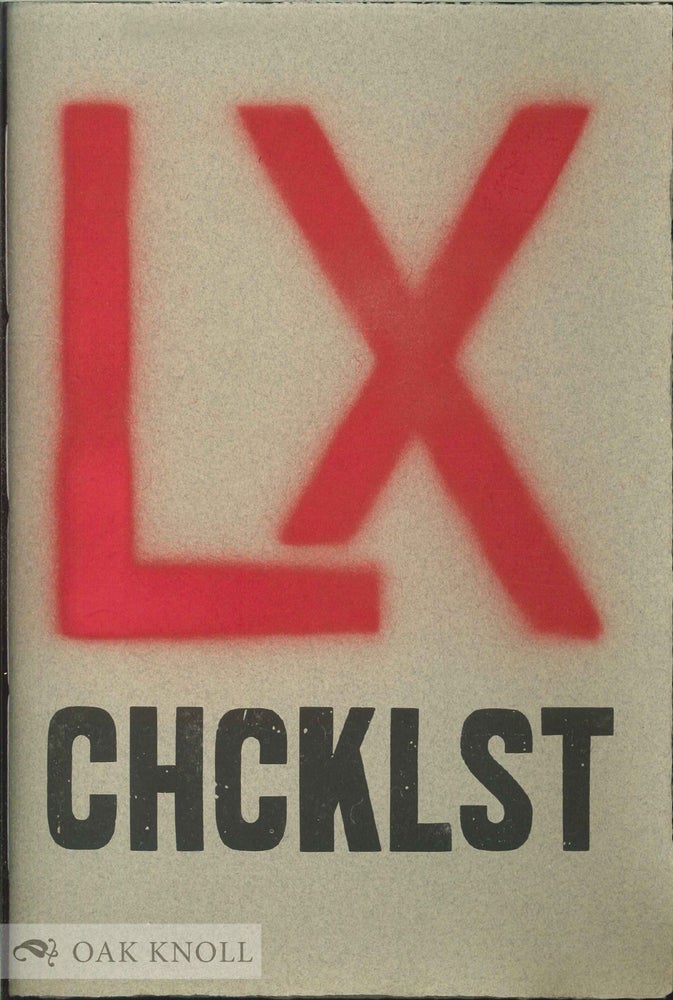 Order Nr. 138570 A CHECKLIST OF THE FIRST SIXTY BOOKS PUBLISHED BY RUSSELL MARET. Russell Maret.