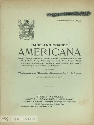 A Large Assortment of Stan V. Henkels Auction Catalogues.