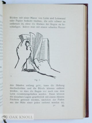 DER BUCHEINBAND UND DIE PFLEGE DES BUCHES, EIN HANDBUCH FÜR BUCHBINDER UND BIBLIOTHEKARE.