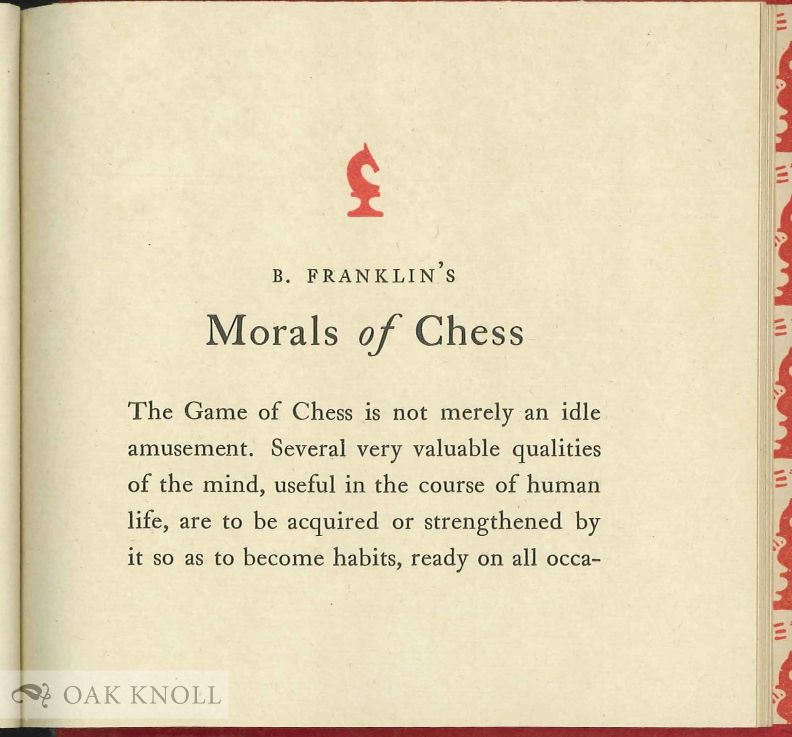 The Morals of Chess' by Benjamin Franklin: Life Is Like a Game of Chess