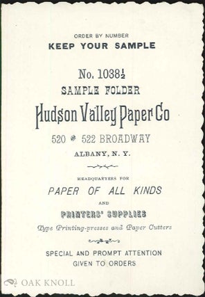 Order Nr. 138652 No. 1038 1/2 Sample Folder Hudson Valley Paper Co. Ephemera Specimen. Hudson Valley