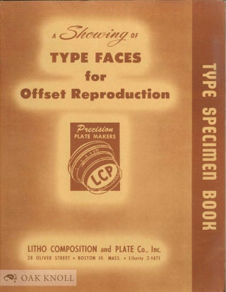 Order Nr. 138871 A SHOWING OF TYPE FACES FOR OFFSET REPRODUCTIONS