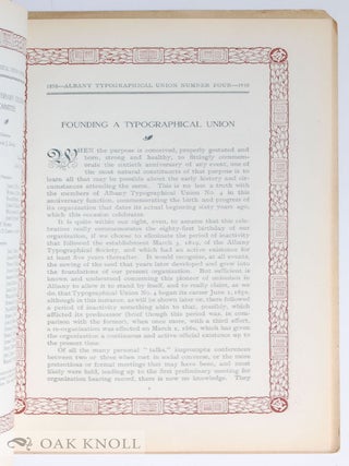 SOUVENIR OF THE BANUET IN HONOR OF THE SIXTIETH ANNIVERSARY OF ALBANY TYPOGRAPHICAL UNION NUMBER FOUR.