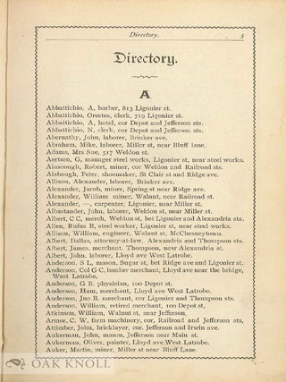 DIRECTORY OF LATROBE BOROUGH AND SURROUNDING PRECINCTS.