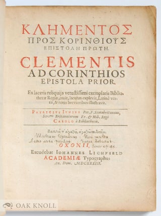 CLEMENTIS AD CORINTHIOS EPISTOLA PRIOR (title in Greek).