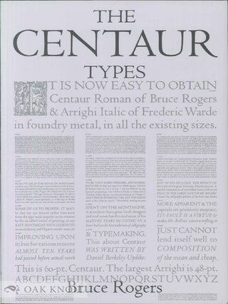 Order Nr. 139168 THE CENTAUR TYPES. Bruce Rogers