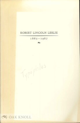 Order Nr. 139188 ROBERT LINCOLN LESLIE, 1885 - 1987