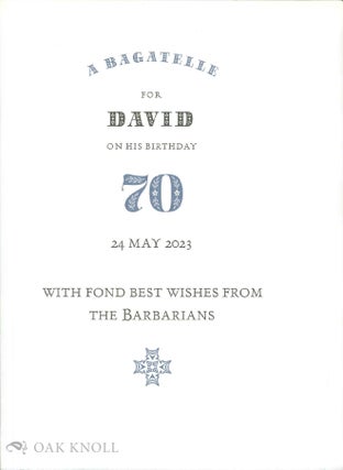 Order Nr. 139237 A BAGATELLE FOR DAVID ON HIS BIRTHDAY