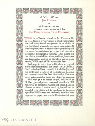 JIM RIMMER&rsquo;S PIE TREE PRESS & TYPE FOUNDRY