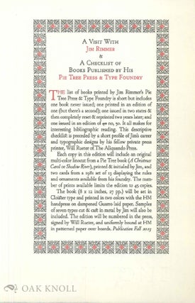 JIM RIMMER’S PIE TREE PRESS & TYPE FOUNDRY