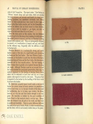 A MANUAL OF LIBRARY BOOKBINDING, PRACTICAL AND HISTORICAL.