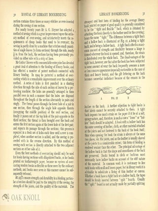 A MANUAL OF LIBRARY BOOKBINDING, PRACTICAL AND HISTORICAL.