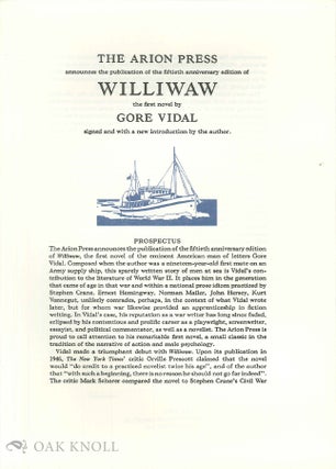 Order Nr. 139453 Prospectus for WILLIWAW. Gore Vidal