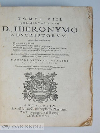 OPERA DIVI HIERONYMI STRIDONIENSIS, ECCLESIÆ DOCTORIS.