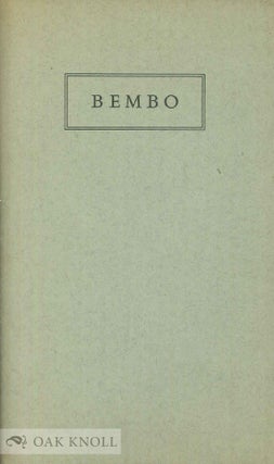 Order Nr. 139703 SOME NOTES ON THE HISTORY & ORIGINS OF THE TYPE WHOSE NAME IS MONOTYPE BEMBO....