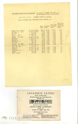 Order Nr. 139809 JAPANESE PAPERS FOR PRINTING, WOOD & LINOLEUM CUTS, WOOD ENGRAVINGS, ETCHINGS,...
