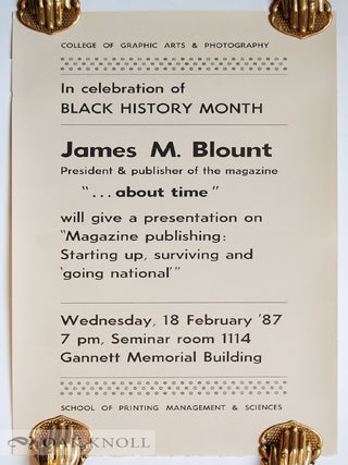 Order Nr. 139982 Poster announcing JAMES M. BLOUNT talk