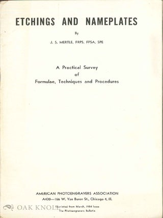 Order Nr. 139996 ETCHINGS AND NAMEPLATES: A PRACTICAL SURVEY OF FORMULAE, TECHNIQUES AND...