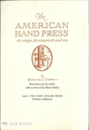 Order Nr. 140116 THE Prospectus for AMERICAN HAND PRESS ITS ORIGIN, DEVELOPMENT AND USE. Herschel...