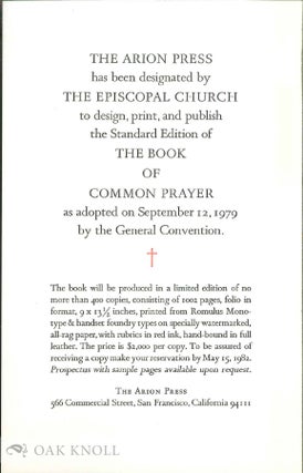 Order Nr. 140185 Publication announcement for THE BOOK OF COMMON PRAYER
