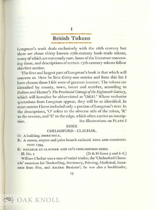 TRADE TOKENS OF BRITISH AND AMERICAN BOOKSELLERS & BOOKMAKERS.