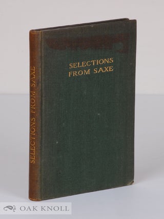 Order Nr. 140732 SELECTIONS FROM THE POEMS OF JOHN GODFREY SAXE. John Godfrey Saxe