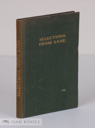 Order Nr. 140733 SELECTIONS FROM THE POEMS OF JOHN GODFREY SAXE. John Godfrey Saxe