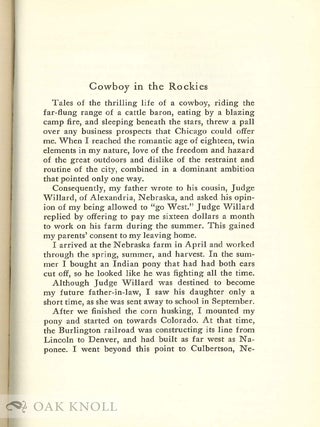 MEMOIRS OF BRYANT B. BROOKS-COWBOY, LUMBERMAN, STOCKMAN, OILMAN, BANKER, AND GOVERNOR OF WYOMING.