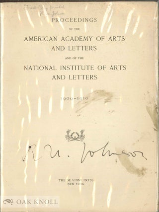 Order Nr. 141024 PROCEEDINGS OF THE AMERICAN ACADEMY AND THE NATIONAL INSTITUTE OF ARTS AND...