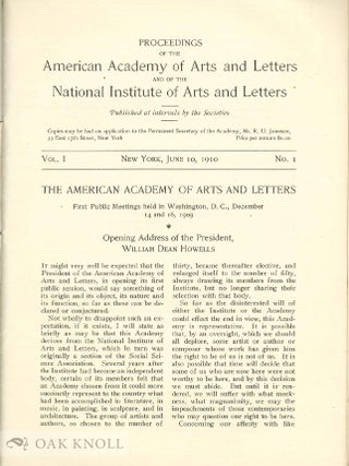 PROCEEDINGS OF THE AMERICAN ACADEMY AND THE NATIONAL INSTITUTE OF ARTS AND LETTERS.