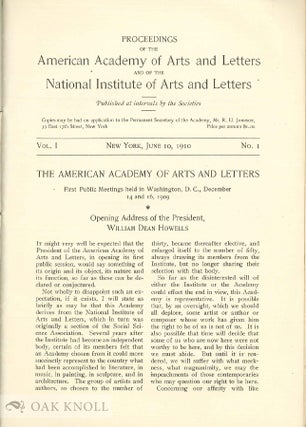PROCEEDINGS OF THE AMERICAN ACADEMY AND THE NATIONAL INSTITUTE OF ARTS AND LETTERS.
