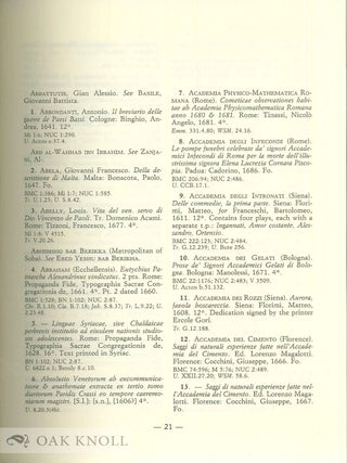 ITALIAN 17TH-CENTURY BOOKS IN CAMBRIDGE LIBRARIES A SHORT-TITLE CATALOGUE.