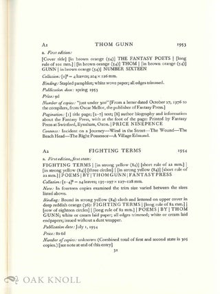 THOM GUNN, A BIBLIOGRAPHY: TWO VOLUMES.