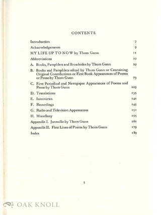 THOM GUNN, A BIBLIOGRAPHY: TWO VOLUMES.