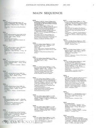 AUSTRALIAN NATIONAL BIBLIOGRAPHY: FROM 1901 TO 1950.