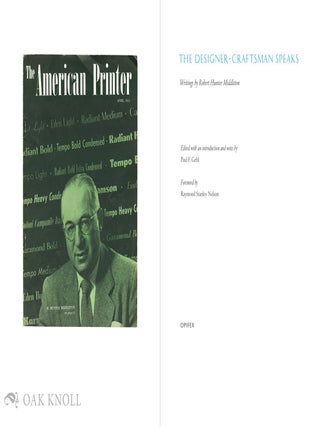 THE DESIGNER-CRAFTSMAN SPEAKS: WRITINGS BY ROBERT HUNTER MIDDLETON.