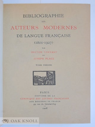 BIBLIOGRAPHIE DES AUTEURS MODERNES DE LANGUE FRANÇAISE (1801-1927) - (1801-1975).