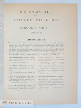 BIBLIOGRAPHIE DES AUTEURS MODERNES DE LANGUE FRANÇAISE (1801-1927) - (1801-1975).