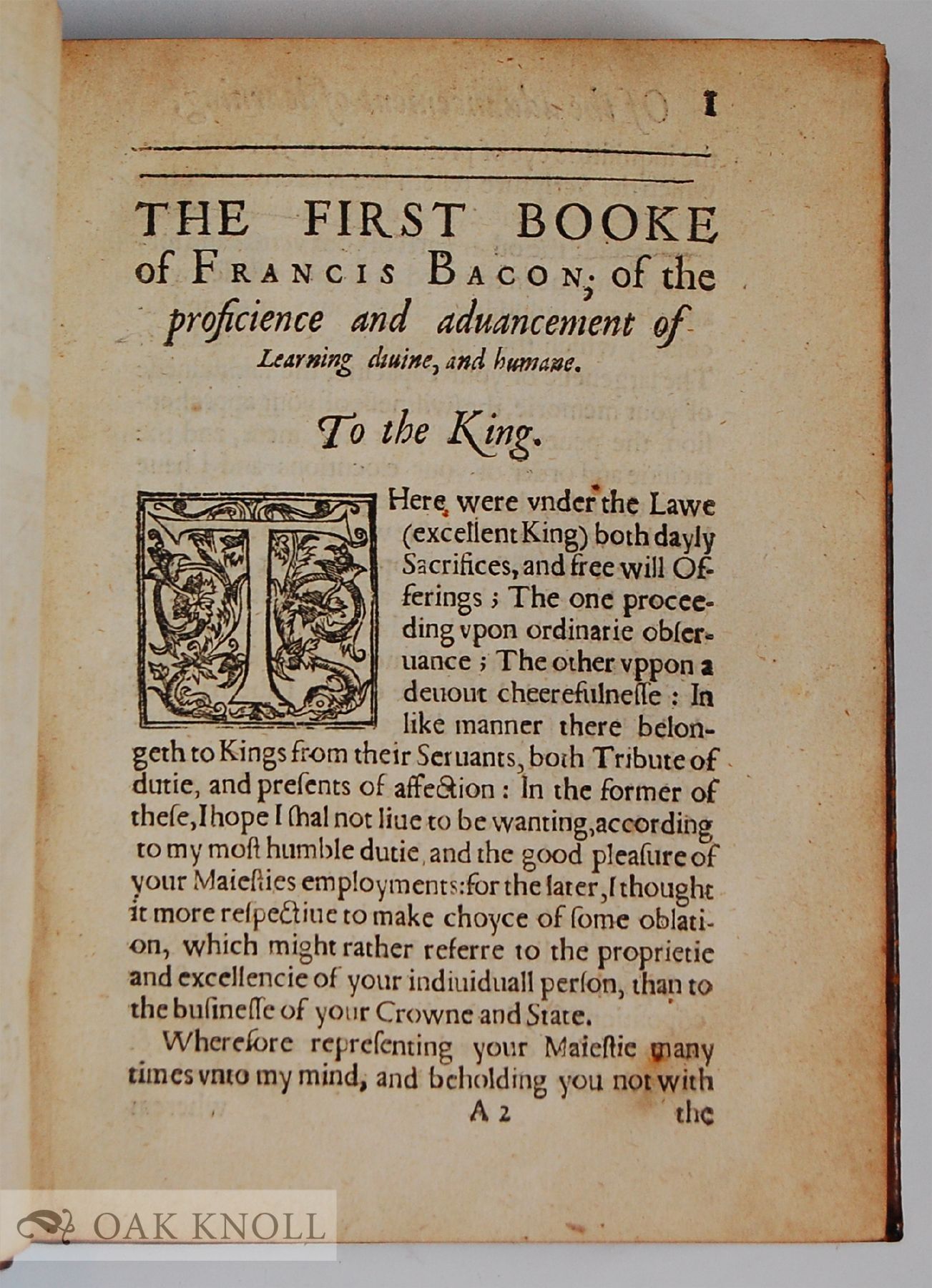 Proficience THE TWOO BOOKES OF FRANCIS BACON: OF THE PROFICIENCE AND ADVANCEMENT OF ...