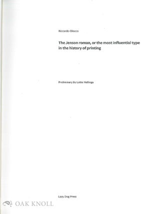 THE JENSON ROMAN, OR THE MOST INFLUENTIAL TYPE IN THE HISTORY OF PRINTING