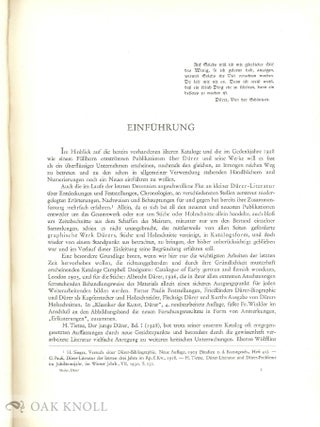 DÜRER-KATALOG, EIN HANDBUCH ÜBER ALBRECHT DÜRERS STICHE, RADIERUNGEN, HOLZSCHNITTE, DEREN ZUSTÄNDE, AUSGABEN UND WASSERZEICHEN