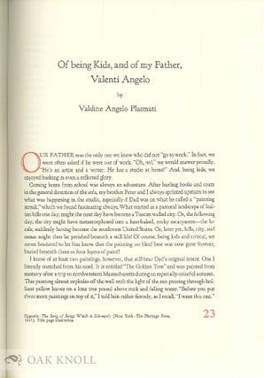 CON AMORE: VALENTI ANGELO. A BIBLIOGRAPHY 1971-1982.