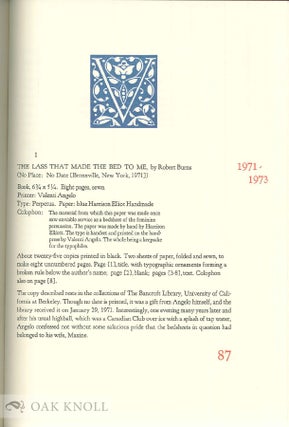 CON AMORE: VALENTI ANGELO. A BIBLIOGRAPHY 1971-1982.