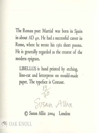 LIBELLUS; OR ABOUT MY LITTLE BOOKS.