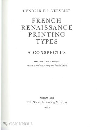 FRENCH RENAISSANCE PRINTING TYPES: A CONSPECTUS
