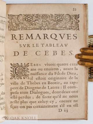 TABLEAU DE CEBÈS, OU IL EST TRAITÉ DE LA MANIERE DE PARVENIR À LA FELICITÉ NATURELLE.