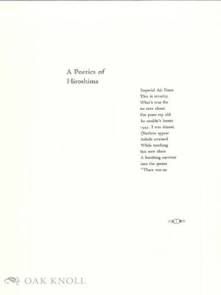 A POETICS OF HIROSHIMA.