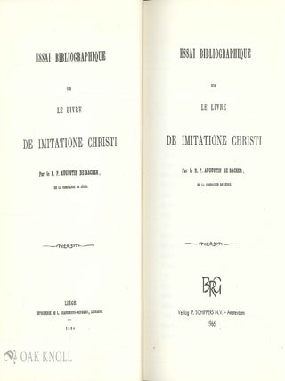 ESSAI BIBLIOGRAPHIQUE SUR LE LIVRE DE IMITATIONE CHRISTI.